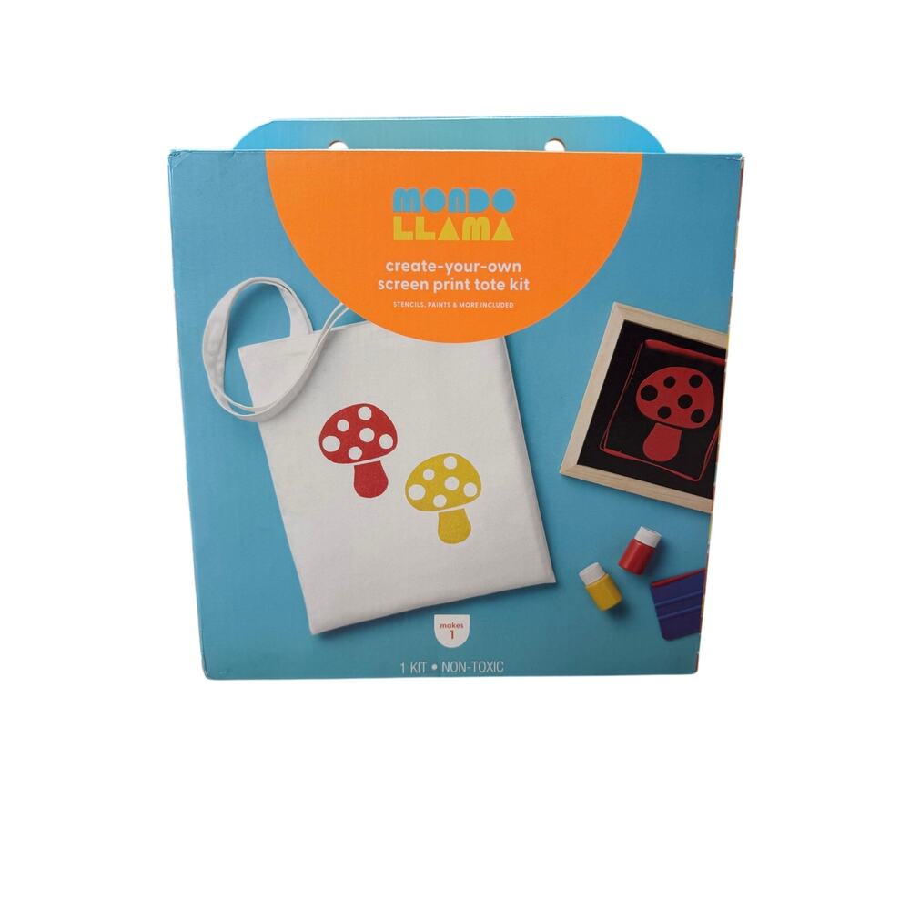 Mondo Llama Create Your Own Screen Print Tote Kit DIY Fabric Craft Set